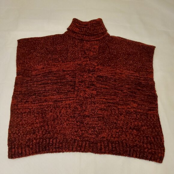 Apt. 9 Women’s Turtle Neck Poncho Knit Sweater Red Black - (OS) - Picture 7 of 13
